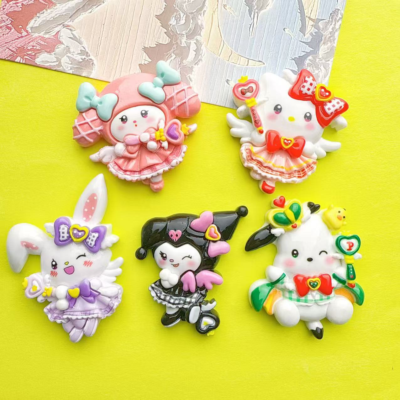 빅 카드 산리오 크림 접착제 수제 DIY 헤어 클립 냉장고 자석 구멍 신발 키 체인 수지 쥬얼리 액세서리