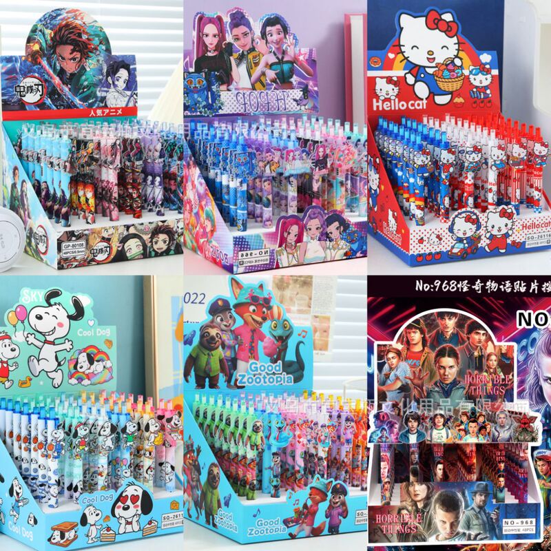 New Products: Various Anime-Themed Sticker Pens, Demon Slayer Snoopy Retractable Gel Pens, High-Quality Black 0.5mm Pens New Products: Various Anime-Themed Sticker Pens, Demon Slayer Snoopy Retractable Gel Pens, High-Quality Black 0.5mm Pens