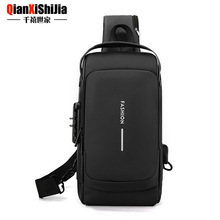 新款胸包男士背包 USB充电背包单肩胸前包通勤背包防泼水斜跨胸包