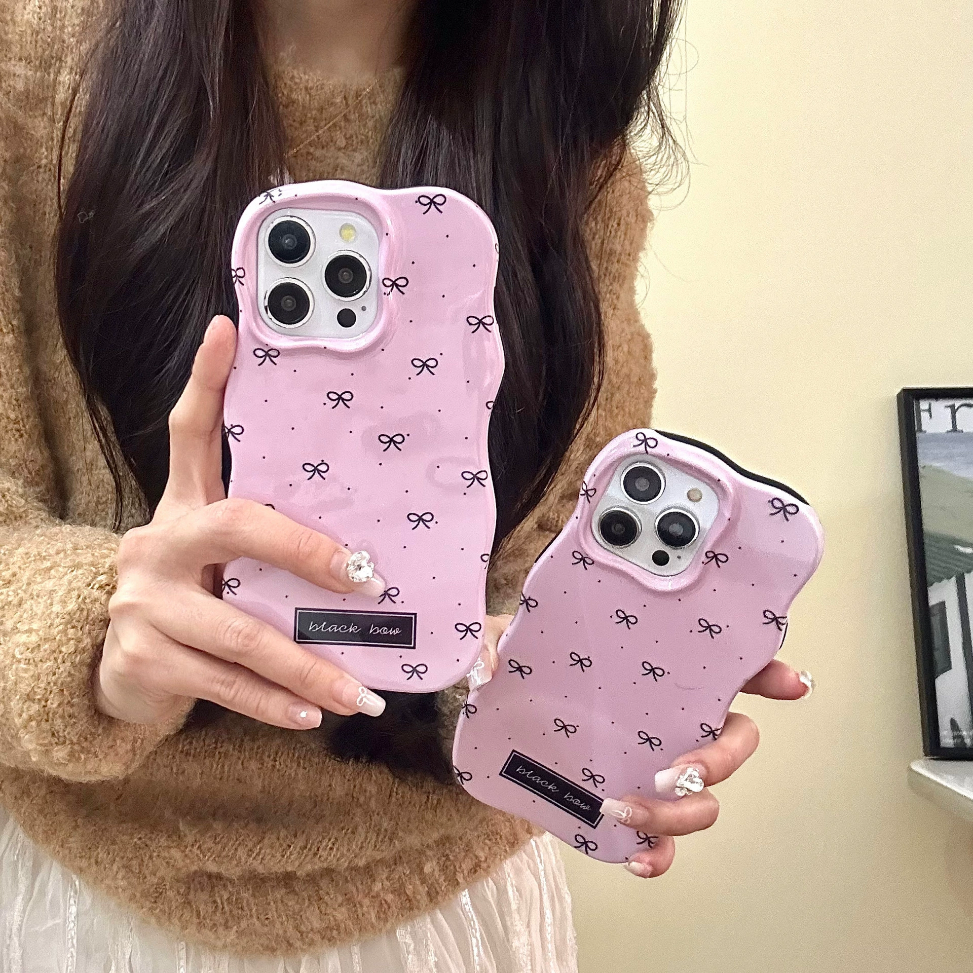 Apple, фуксия совместимый iPhone16 Pro с бантиком, iPhone 15, чехол, 2 в 1, iphone, 14