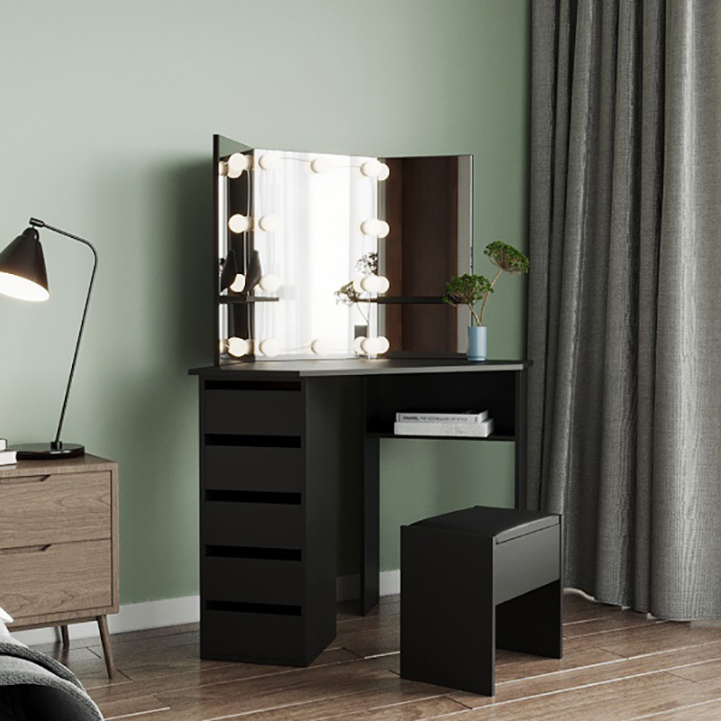 Mesa de maquillaje simple moderna mesa de apartamento pequeño dormitorio chica con espejo de cajón tocador simple