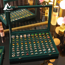 带盖绒布百位戒指盒大容量首饰盒钻戒盒子摆摊展示盒 戒指收纳盒