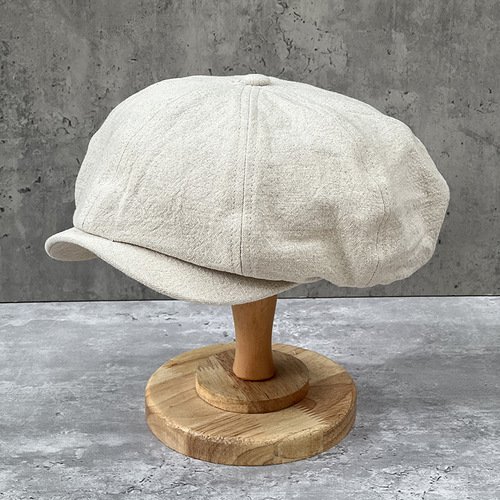 Big Head Bucket Hat Spring Summer Cotton Linen Breathable Duckbill Hat Men Women Casual Octagonal Hat British Retro Forward Hat