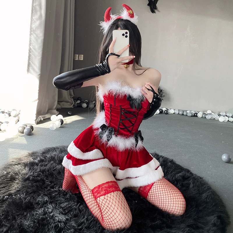 Рождественское платье маленький колокол Униформа кролик Лось японский сексуальный милый Рождество боевая одежда Новый год платье 254