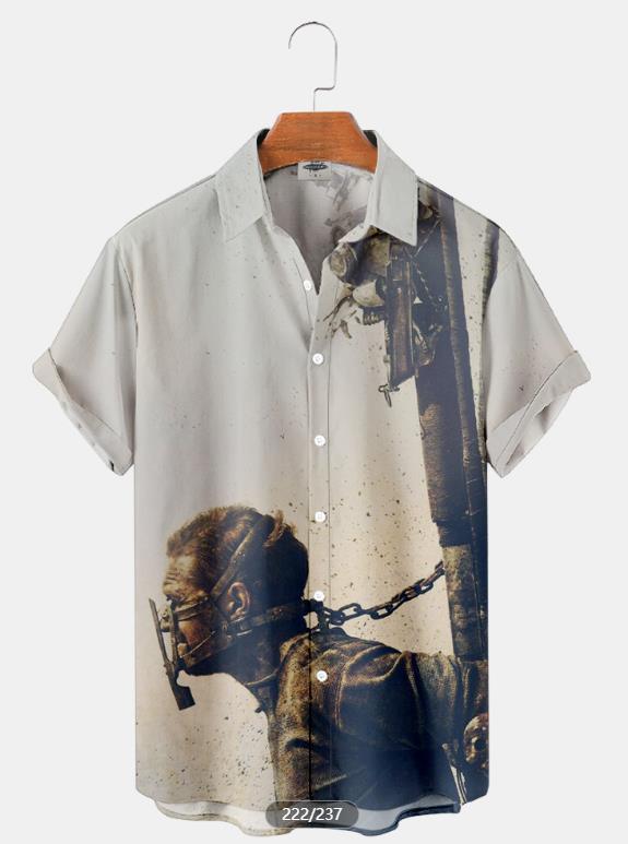Tendencia de la moda para hombres Camisa de manga corta hawaiana Camisa estampada digital 3D Estilo explosivo transfronterizo de Amazon