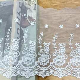 厂家直销清新田园风棉网纱水溶刺绣窗帘童装花边辅料宽22cm