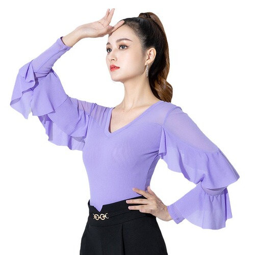  Latin dance clothing new tops modern dance practice clothes national standard dance clothes adult mesh one-piece performance clothes