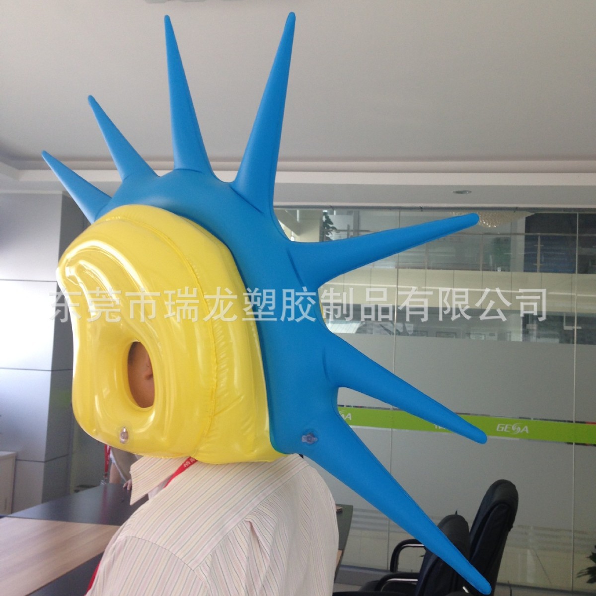 厂家PVC充气皇冠帽充气彩色鸡冠头帽装饰礼品玩具万圣节道具