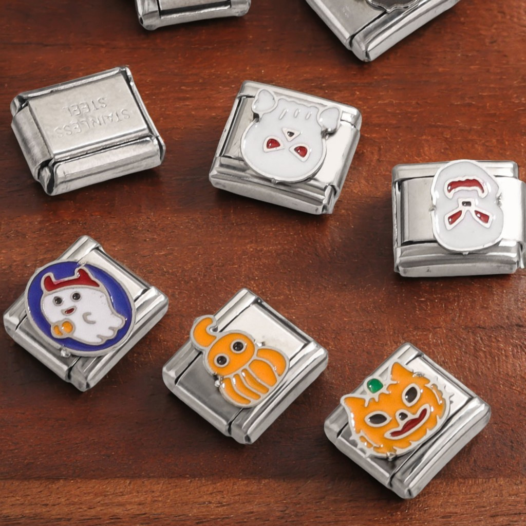 Titanio acero amor estampado patrón de goteo de aceite DIY pulsera de módulo italiano pulsera de encanto italiano