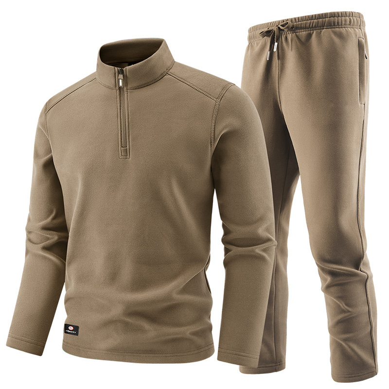 Half-zip sweatshirt set, sportswear set, spring and autumn men's casual fashion complete set, men's stand collar