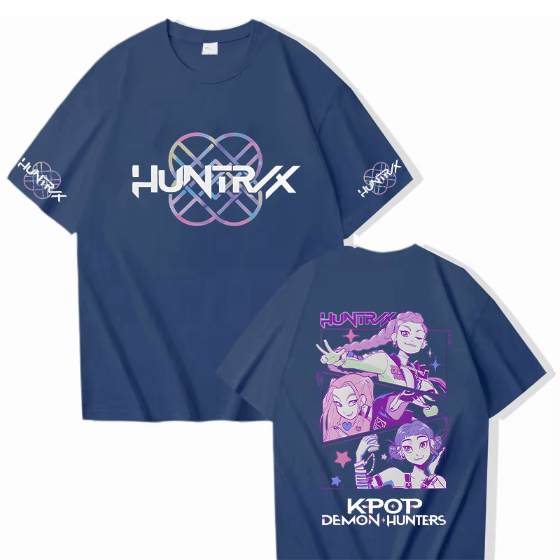 外贸猎魔女团KPop Demon Hunters纯棉中性款圆领上衣宽松休闲短袖|undefined