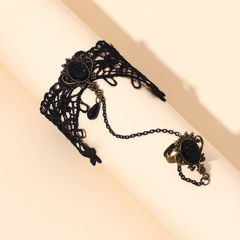 10g Weight Bracelets Classification Travel Occasion Women'S Gender Black Color Flower-shaped Lace Bracelet Ring One-hand Knitted Bracelet 3