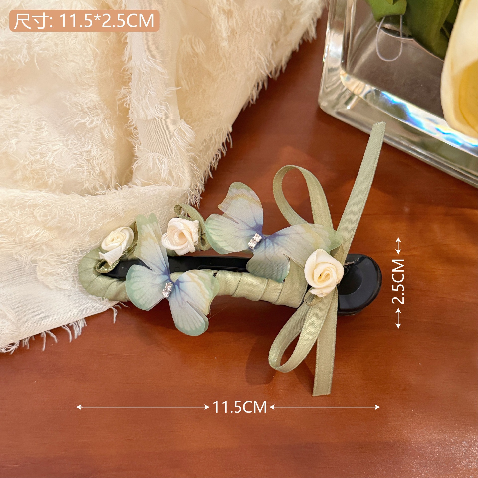 Nuevo super inmortal mallas flores clip de cabello adornamiento para el cabello de la cabeza de la niña dulce Sen sistema de clip de tiburón una palabra agarrar clip al por mayor