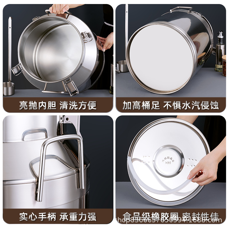 Tanque sellado de acero inoxidable extra grueso 304, barril de aceite, tanque de leche, barril de almacenamiento de cocina, barril de vino de transporte, barril de espuma de grado alimenticio