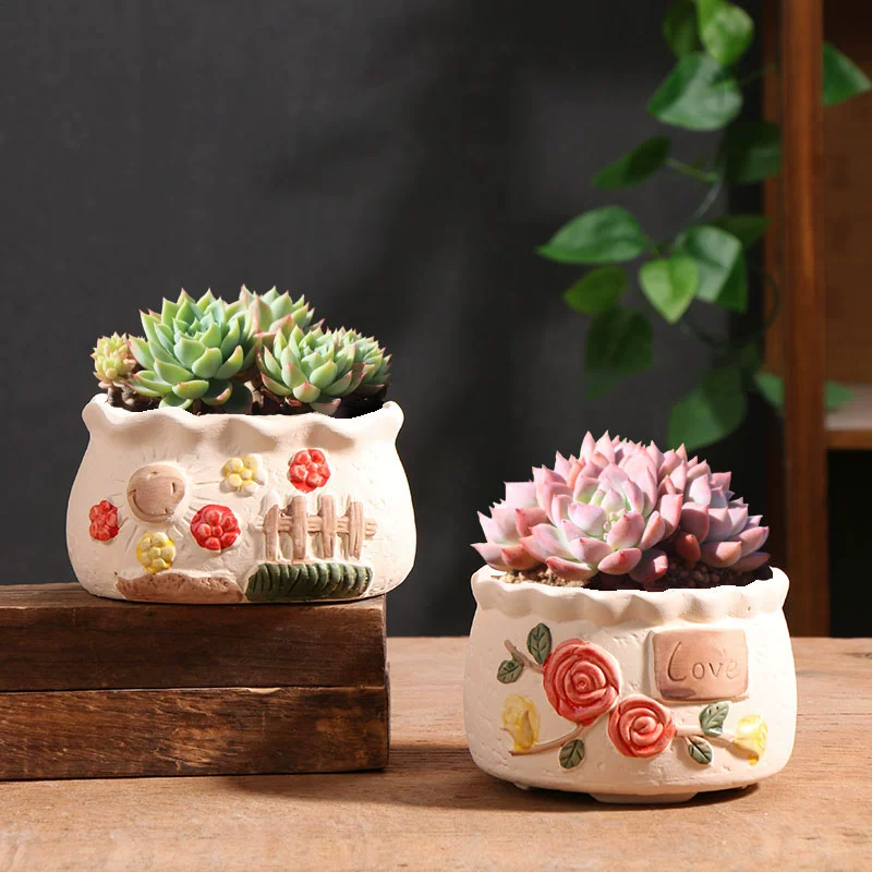 Яркий солнечный сочный цветочный горшок специальная глиняная посуда