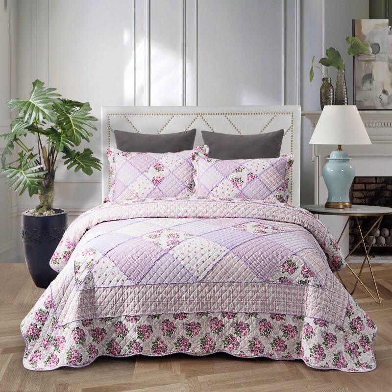 Foreign Trade Single cotton patch simple four-season universal floral fresh summer cool quilt three-piece set