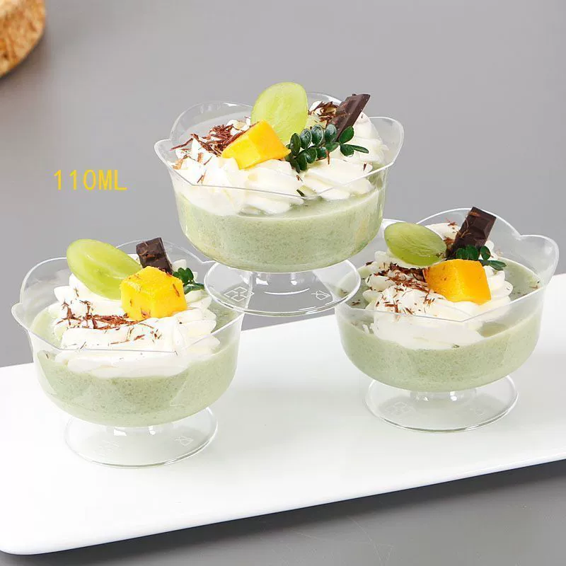Высокая чашка для мусса в форме лотоса, чашка для десерта, одноразовая пластиковая прозрачная чашка, чашка для пудинга, чашка для мусса с крышкой