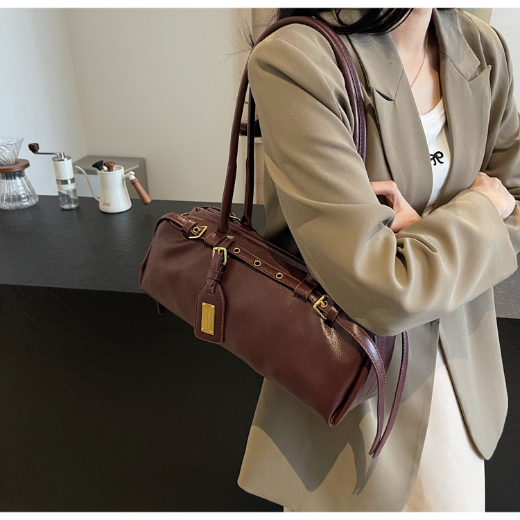 Vintage Bowling Tasche Damen Schultertasche Mit Großem Volumen_voghion.com