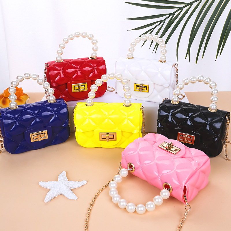 Candy color rhombic jelly bag shoulder m...