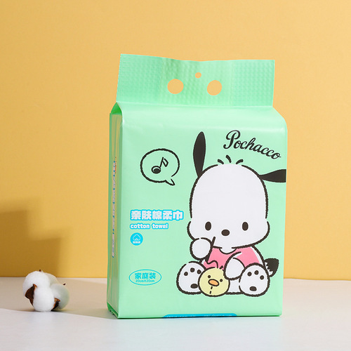 Sanrio series cotton soft towel disposable face wash towel family size hanging thickened pearl pattern soft towel wholesale