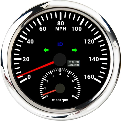 automobile instrument: signal high beam - silver-edge-black-bottom-0-160mph