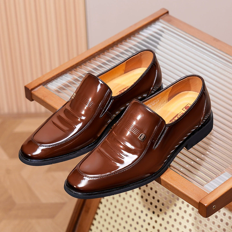 Мужские туфли для стариков, низкие дышащие кожаные туфли для делового стиля, британские туфли с острым носком для свадьбы, жениха и шафера, кожаные туфли 2233