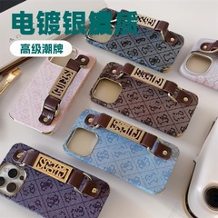 ハイエンドのハードウェア手首電気メッキトレンディなブランドの五角形落下防止 iPhone16Promax Apple 16 携帯電話ケースに適しています