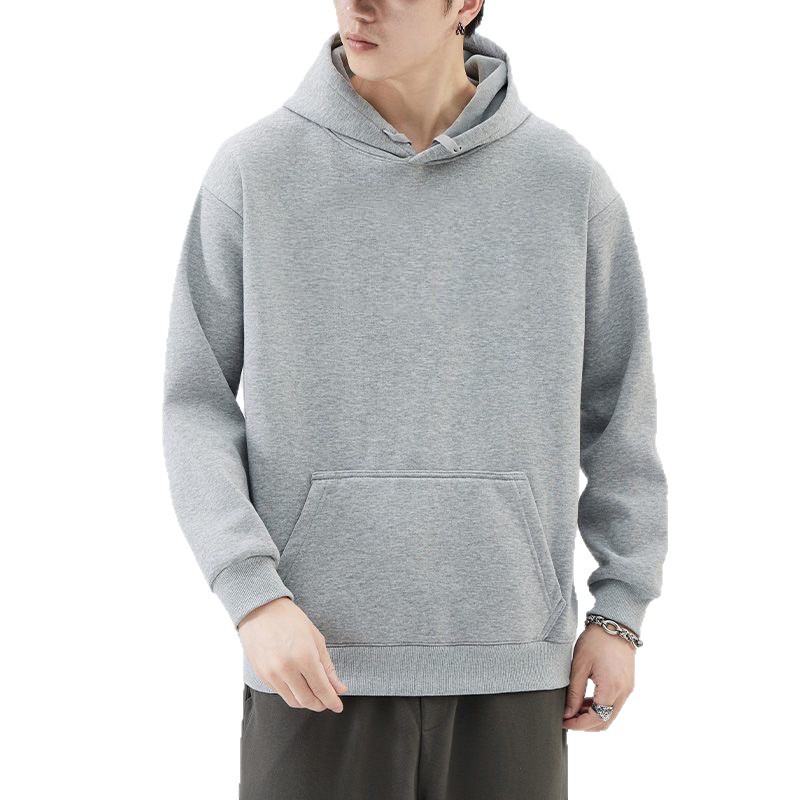 Camiseta de moda callejera americana suelta gris pálido chaqueta con capuzas camiseta de manga larga para hombres y mujeres otoño y invierno pareja ropa de moda