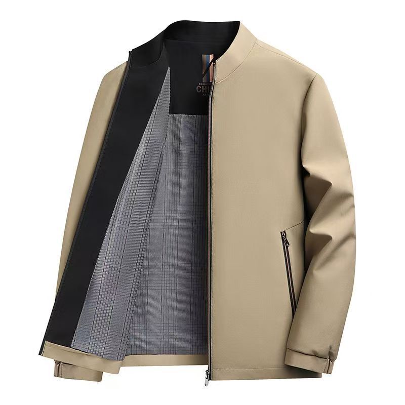 Spring and Autumn Jackets Men's Executive Jackets Jackets Business Middle-Aged Casual Stand Collar Tops Men's Clothing All-Match Coats Dad