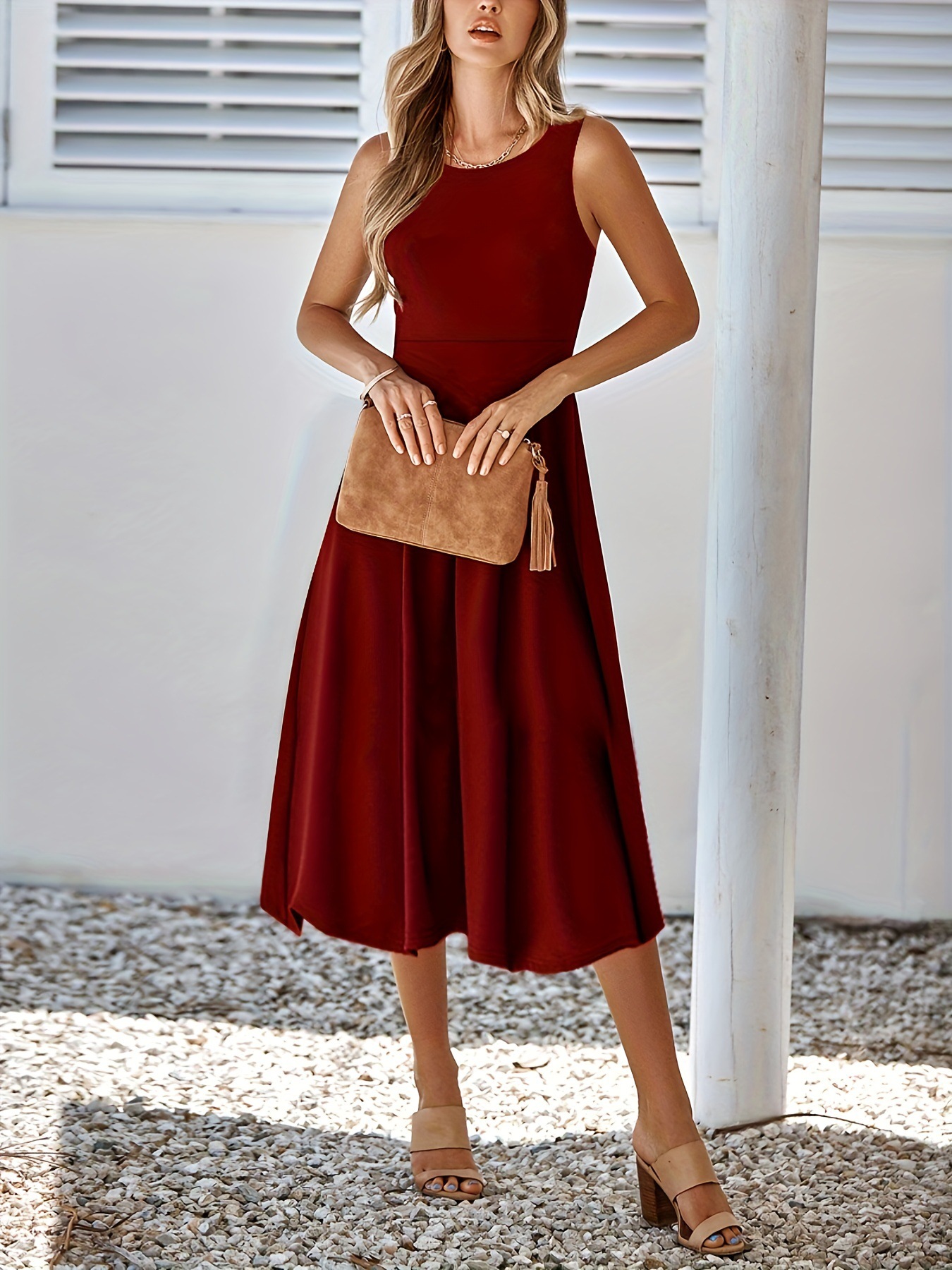 Solid Color Sleeveless Sexy Dress Slim Fit Women