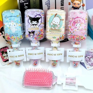 Cartoon Cute Sanrio Children's Comb Little Girl Loved Big Ear Dog Kulomi Sequin quicksand Massage Comb Supply