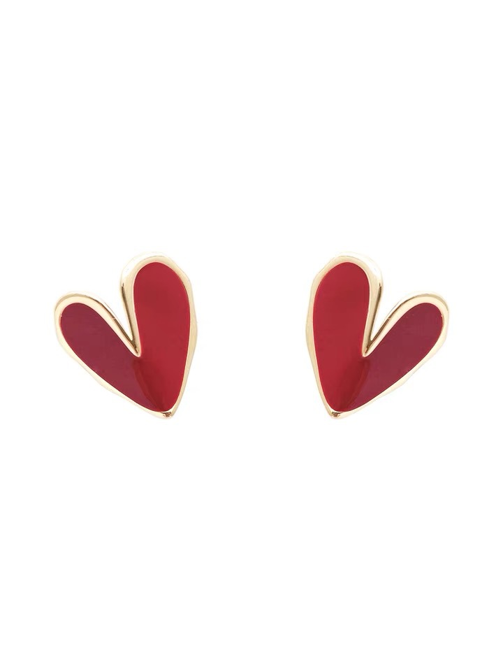 Dripping Oil Heart-shaped Metal Earrings display picture 3