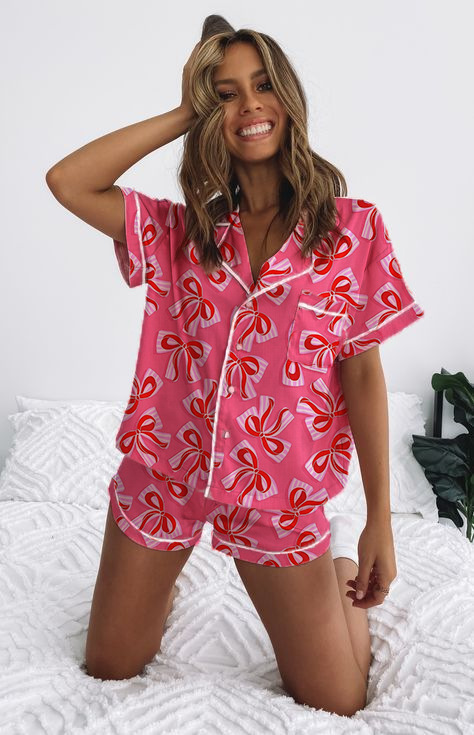 Holiday Occasion Holiday Women's Cartoon Style Heart Shape Imitated Silk Polyester Shorts Sets Pajama Sets