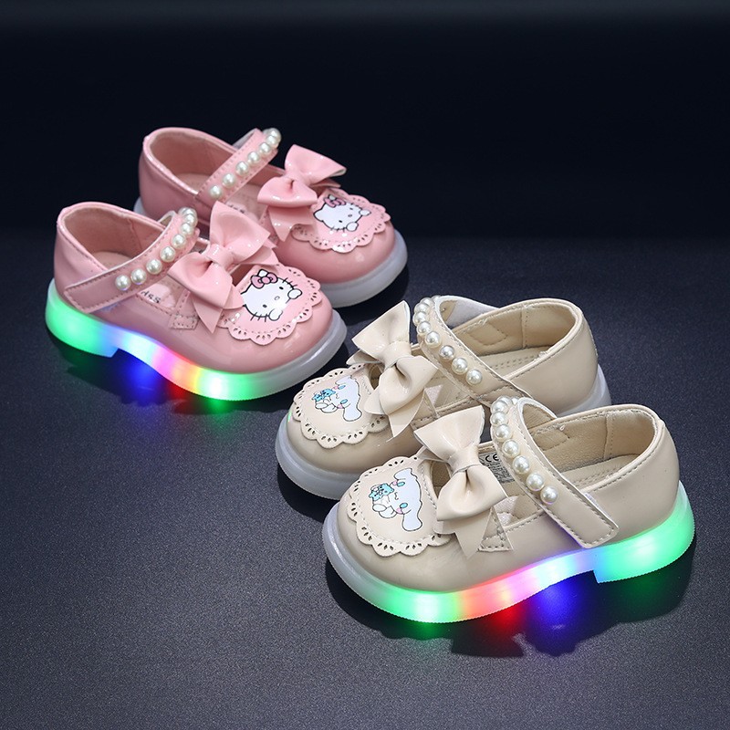 Girls Princess Shoes 2025 New Spring and Autumn Soft Sole Fashion Pearl Bow Shoes Soft Sole Western Style Small Leather Shoes