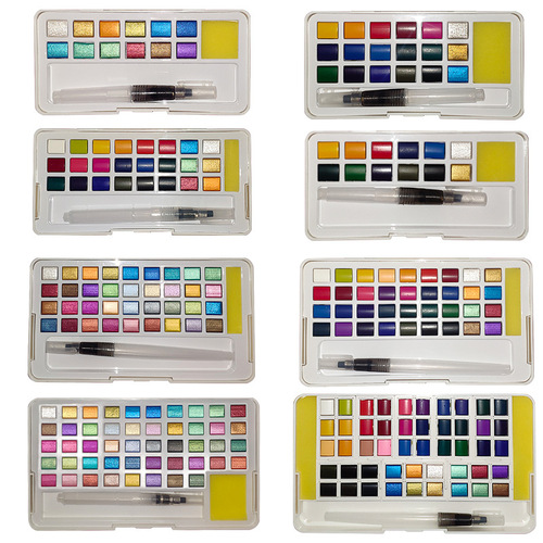Xile pearlescent color solid watercolor pigment set nail art watercolor painting beginner portable painting set
