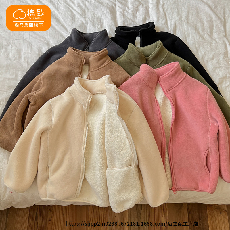 센마 그룹 어린이 기모 두꺼운 코트 스쿨 유니폼 아티팩트 남녀 양털 겨울 스웨트 셔츠 라이너