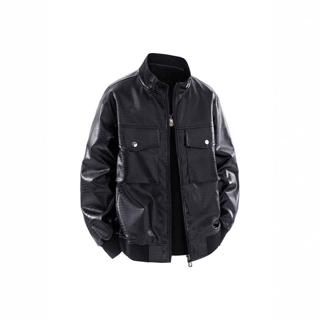 Spring And Autumn New Stand-up Collar New Locomotive Leather Jacket Casual Jacket_voghion.com