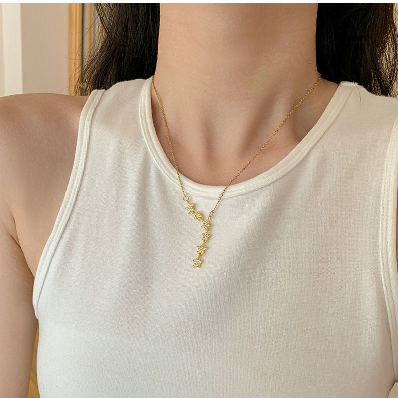 cable chain Chain Type 1 Piece Quantity Ig Style Sweet Star Copper Plating Inlay Zircon Pendant Necklace