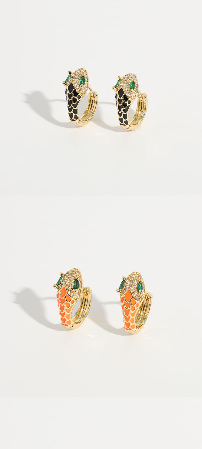 New Snake Brass 14k Gold Plated Copper Earrings Womenpicture1