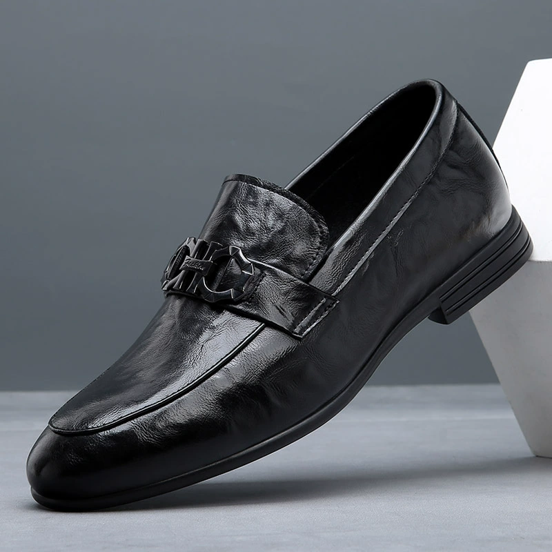 Мужская обувь без шнуровки из натуральной кожи, туфли-шапки, мужская универсальная корейская повседневная обувь, маленькие кожаные туфли на мягкой подошве Ins Trbottomy, туфли для ленивых