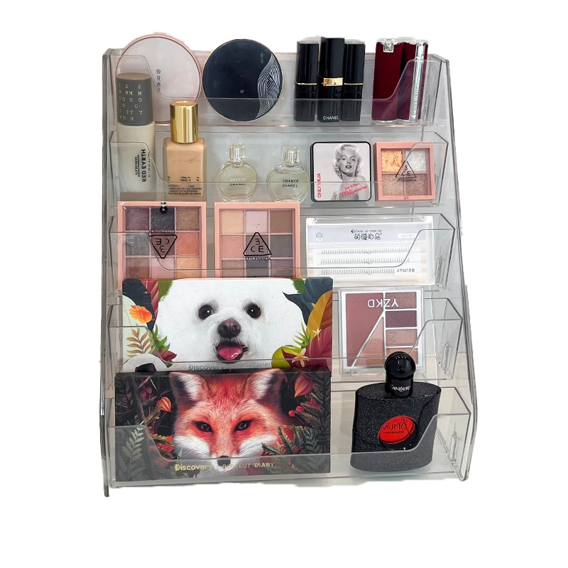 Soporte de exhibición de bar, papel de color, tarjeta de mano, estante de tarjetas, caja de almacenamiento de exhibición de mijo acrílico transparente