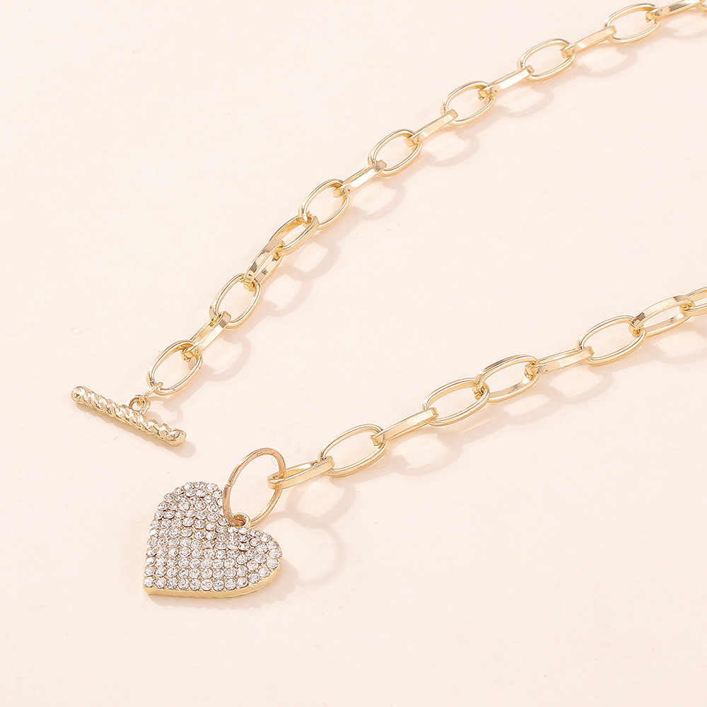 Cross-border Simple Small Fragrant Wind Geometric Chain Full of Rhinestone Love Necklace Bracelet