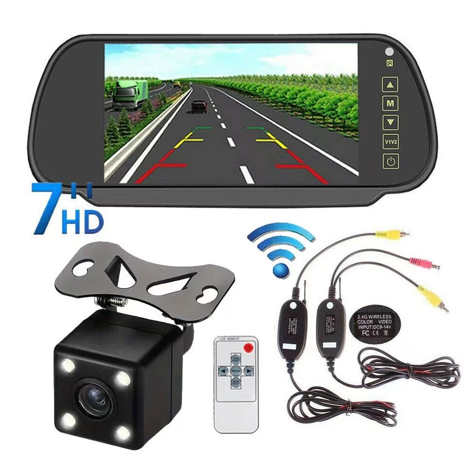 7-inch rearview mirror display with mp5 car Bluetooth SD/USB interface reversing image HD FM transmitter
