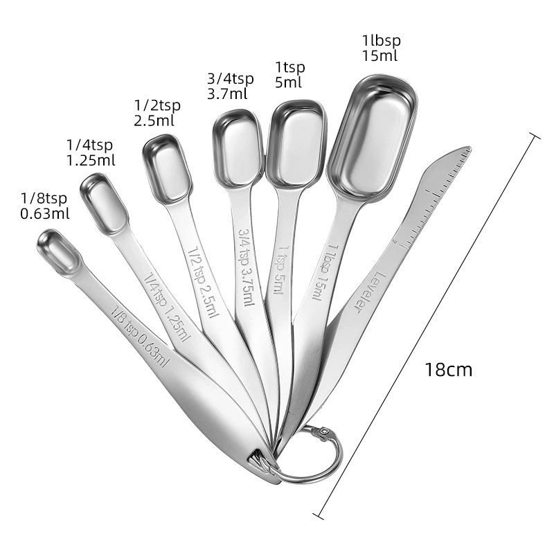 Measuring spoon stainless steel, coffee set, 7 pieces