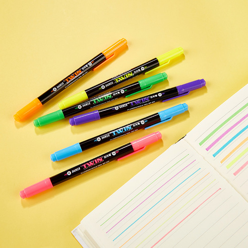 Baoke highlighter mp492 advertising highlighter student double-headed color highlighter 6 colors colorful strokes