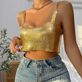 2026欧美夜店eBay亚马逊INS夜店欧美女装性感金属吊带抹胸上衣655