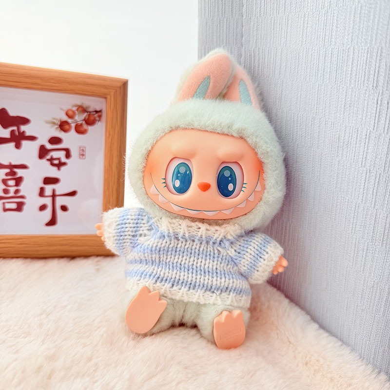 Solo ropa] Llavero de primera y segunda generación Labubu colgante de ropa Rabubu ropa de bebé suéter de punto traje de sombrero