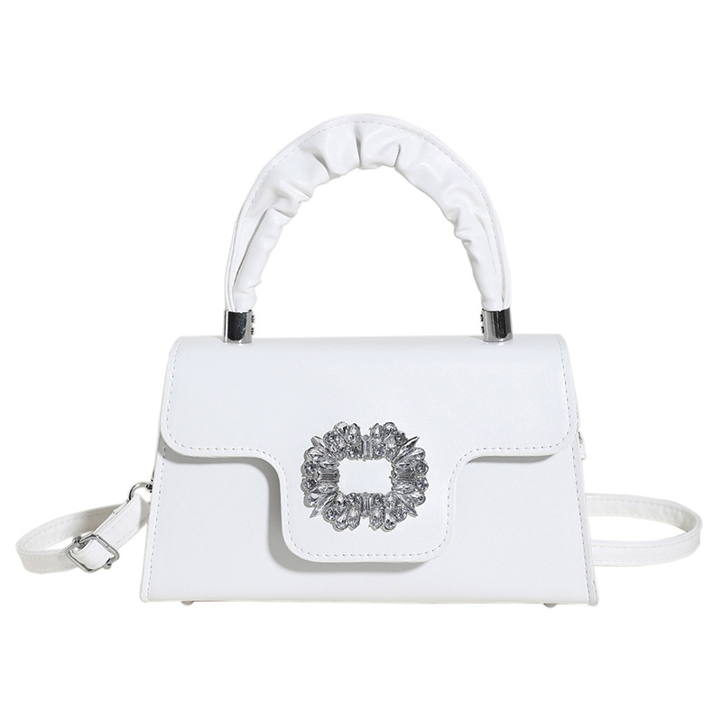 Moda diamante-incrustado pequeña bolsa cuadrada 2024 nuevo estilo nacional bolso de la gema bolso de las mujeres estilo occidental textura hombro bolsa de mensajero