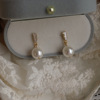 Sophisticated demi-season earrings from pearl, retro mosquito coil, ear clips, simple and elegant design, no pierced ears