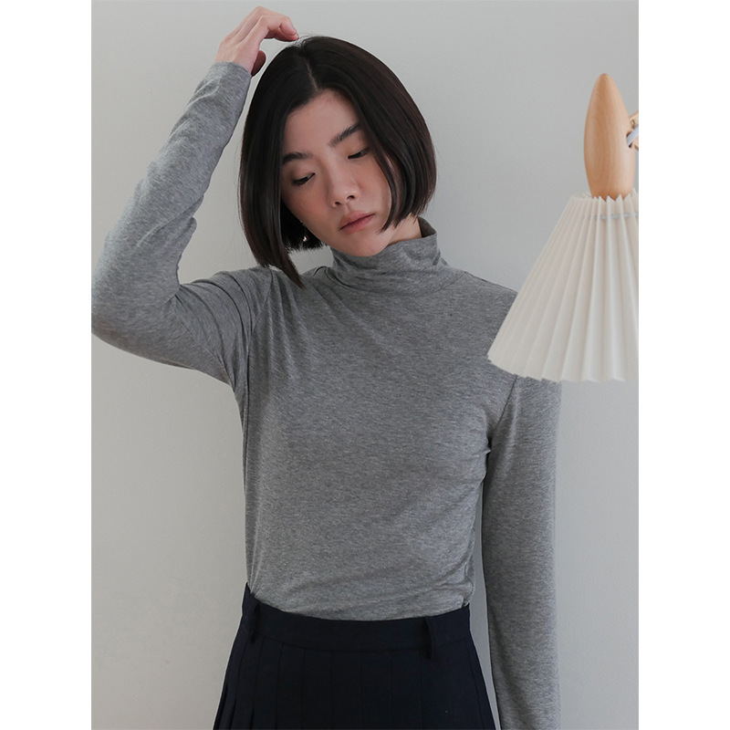 时简 美学沉淀 利落修身天丝羊毛弹力针织衫 百搭性价比上衣2303